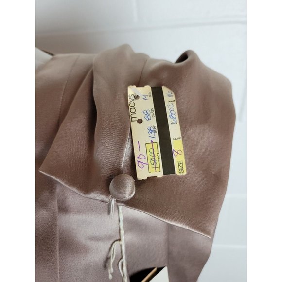 Vintage NWT Morgan Taylor Satin Champagne Taupe Open Back Jumpsuit Sz 8 - Picture 12 of 15